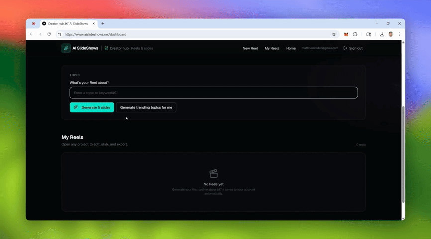 AI SlideShows studio — vertical slideshow and quiz editor with exports